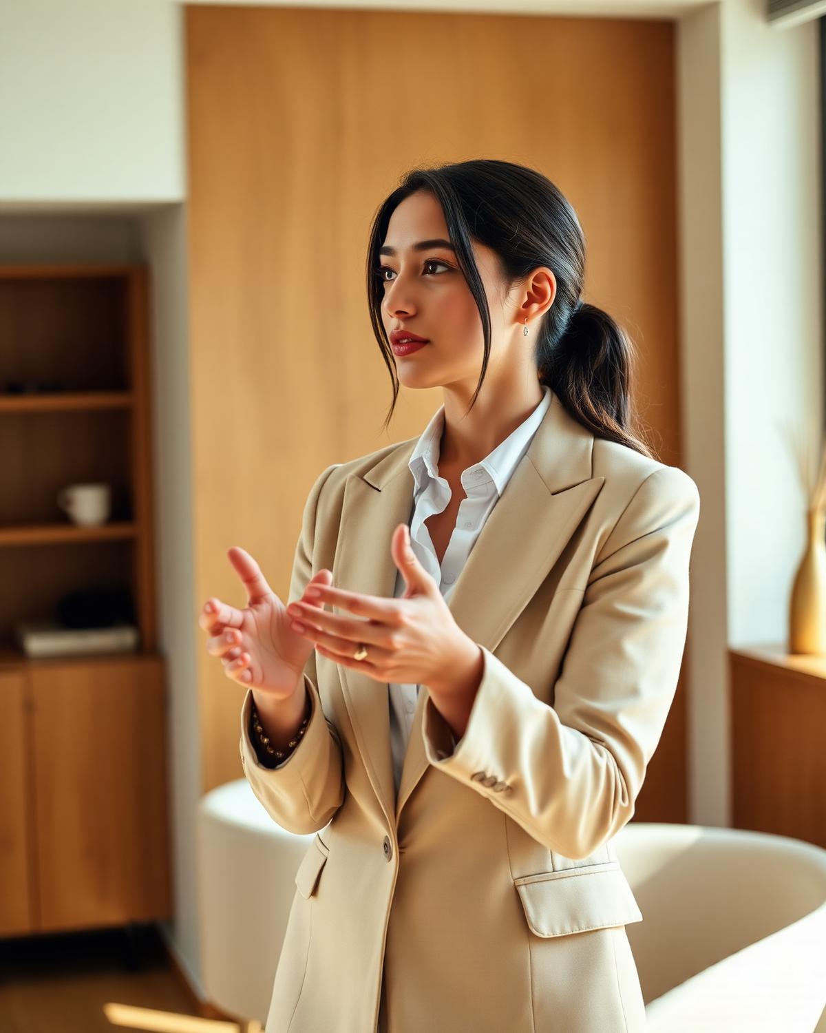 Consultora imobiliária em conversa com cliente