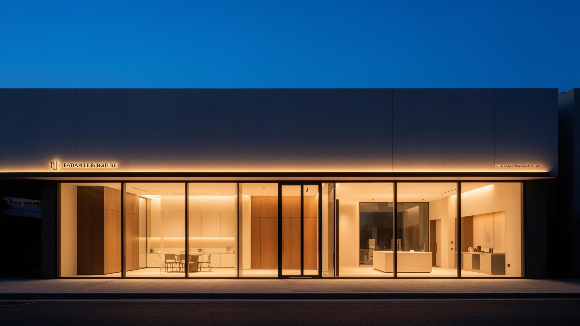 Escritório Realty Art ao anoitecer